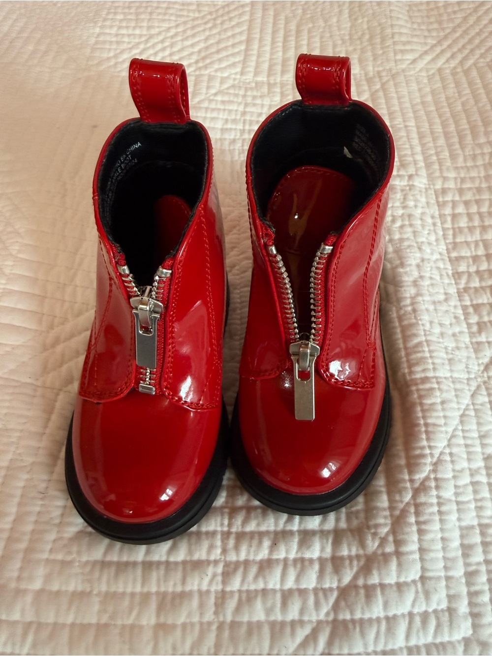 GAP Kids Red Patent Front-Zip Ankle Boots